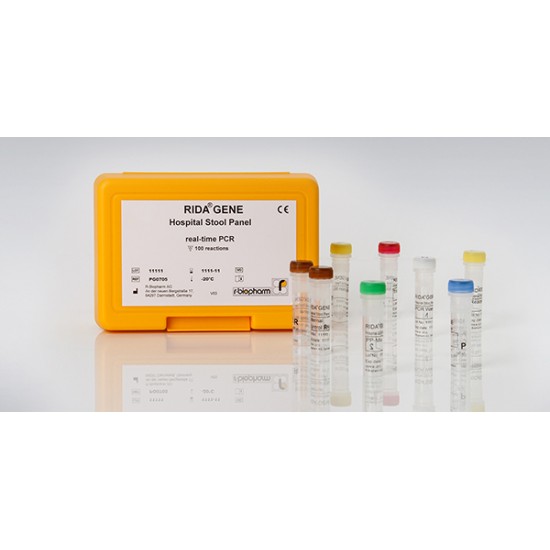 RIDA®GENE Hospital Stool Panel - 100 Reaktionen ( qualitative detection and differentiation of norovirus (genogroup I and II), rotavirus and Clostridium difficile toxin-genes A (tcdA) / B (tcdB) )